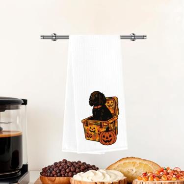 Imagem de Cão de abóbora fofo para mulheres e homens, toalhas de cozinha divertidas para decoração de casa, cozinha, banheiro, 35 x 58 cm