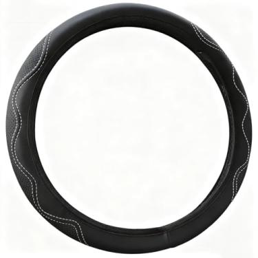 Imagem de Capa de volante de couro de microfibra premium, aderência antiderrapante universal para a maioria dos carros, sedãs, SUVs, caminhões - fácil instalação, confortável e respirável