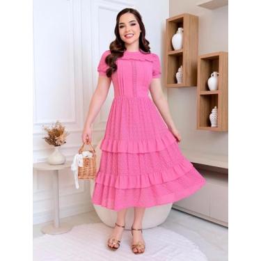 Imagem de Vestido Midi Feminino Festa Casamento Civil Noiva Madrinha Elegante Go