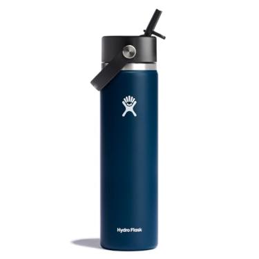 Imagem de Hydro Flask Garrafa com tampa de canudo flexível de 680 g - aço inoxidável isolado - tampa de canudo larga, não derrama, à prova de vazamento em índigo