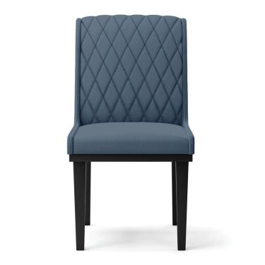 Imagem de Cadeira Sala De Jantar Base Madeira Preto Kit 4 Sofia Suede D03 - D'rossi Cor Azul Marinho