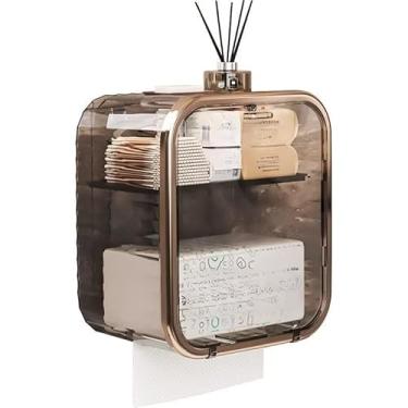 Imagem de Caixa Organizadora para Banheiro Porta Papel Higiênico com Tampa Magnética e Suporte para Celular – Armazenamento Multiuso à Prova d’Água