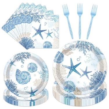Imagem de Conjunto de talheres Rakuto 96PCS Ocean Theme Party para 24