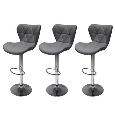 Imagem de Kit 3 Banquetas Giratórias Formiga Cinza