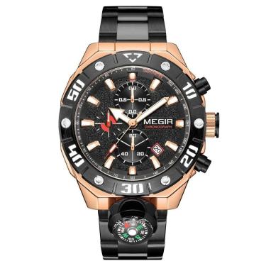 Imagem de Relógio De Pulso Masculino Megir 2219 à Prova D'água Ouro Rosa