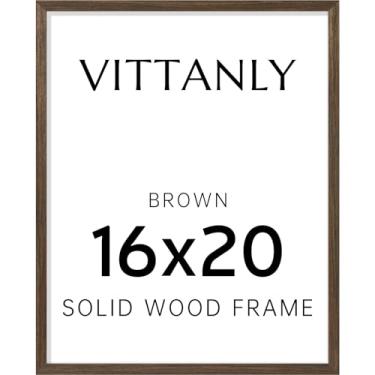 Imagem de Vittanly Porta-retrato de 40,6 x 50,8 cm, moldura de madeira maciça com acrílico, inclui tapete de 28 x 35,5 cm, pendurar na parede ou mesa para fotos, decoração de casa, marrom, 1 pacote