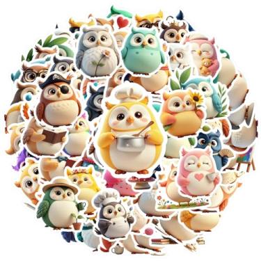 Imagem de 100 peças de animais de coruja criaturas fofas livros adesivos caprichosos brinquedo professor recompensa adesivos desenhos animados para mala geladeira telefone bagagem laptop guitarra carro adesivos