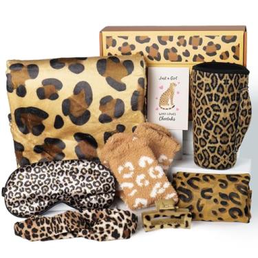 Imagem de Presentes com estampa de chita para mulheres, presentes com estampa de leopardo para mulheres, ideias de presente de chita de Natal para mulher, mãe, tia, irmã amigas, cestas de presente de leopardo