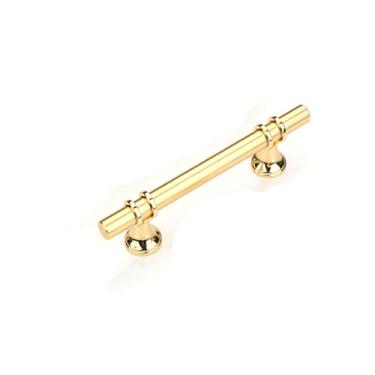 Imagem de Maçanetas pretas sólidas para móveis com parafusos extratores de armário caixa de sapatos para guarda-roupa (distância do furo de 96 mm dourada)