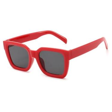 Imagem de JRLLFD Óculos de sol femininos de luxo, armação grande, masculino, feminino, UV400 (vermelho, cinza)