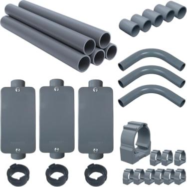 Imagem de Conjunto 3 Caixa Passagem 3/4pol C Instalação 1m Completa (Cinza)