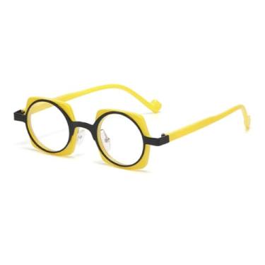 Imagem de VFDHN Óculos de sol pequenos da moda punk, femininos, retrô, lentes transparentes, masculino, armação (C11 amarelo transparente)