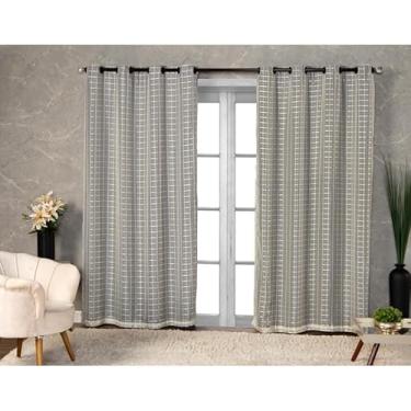 Imagem de Cortina Blackout prata 2,80 m x 2,30 m com Xadrez para sala quarto porta balcão(BEGE,2.80mt LARGURA x 1.60mt ALTURA)