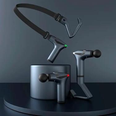 Imagem de Oasis Market Pistola Massageadora Muscular 3 em 1, Bateria 2000mAh, 12 Níveis de Intensidade, 4 Cabeças de Massagem, Carregamento Tipo-C, Design Ergonômico, Redução de Ruído