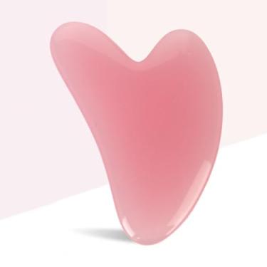 Imagem de Ferramenta de massagem Gua Sha com pedra de jade Gua Sha – Ferramenta Guasha para massagem facial e corporal para acupuntura SPA, pedra rosa para corpo, rosto, pescoço e olhos, presente de cuidados