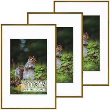 Imagem de Golden State Art Porta-retrato 28 x 43 cm, pacote com 3 molduras de alumínio com tapetes removíveis de 20 x 30 cm e vidro verdadeiro, exibição de pôsteres de 28 x 43 cm ou fotos de 20 x 30 cm