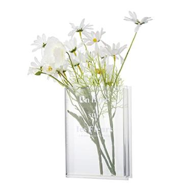 Imagem de Vaso de livro transparente, vaso de acrílico decorativo para flores, flor transparente para arranjos florais, decoração de estante e decoração de casa