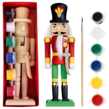 Imagem de Cabilock 1 kit de pintura DIY Quebra-Nozes fantoche boneca soldado nogueira inacabada para artesanato, atividades dos pais e imaginação criativa