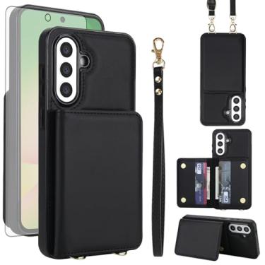 Imagem de Asuwish Capa de celular para Samsung Galaxy A17/A26 5G carteira celular com protetor de tela de vidro temperado alça transversal de pulso com bloqueio RFID suporte para cartão de crédito A 17 26 17A