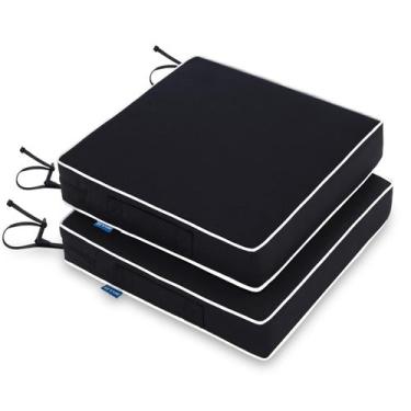 Imagem de Almofadas de cadeira ao ar livre MIULEE impermeáveis 22x22x8cm pretas 