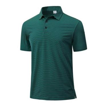 Imagem de Camisa polo masculina de golfe Forvogue, manga curta, verde escuro, 3G