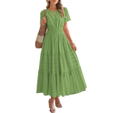 Imagem de Vestido casual BTFBM feminino, verão 2025, decote em V, cintura elásti