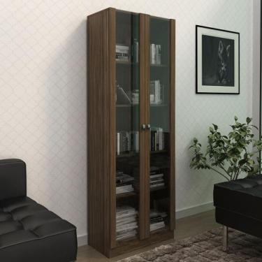 Imagem de Estante Escritório Home Office 2 Portas De Vidro 4 Prateleiras Cannes 