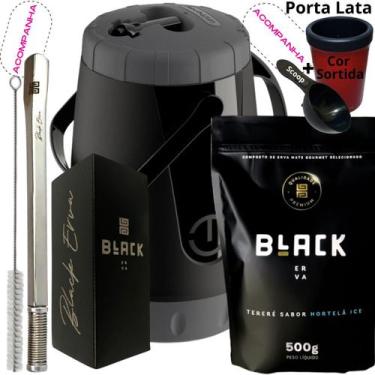 Imagem de Kit Completo Tereré Black Erva Mate Garrafa térmica Unitermi Copo Inox