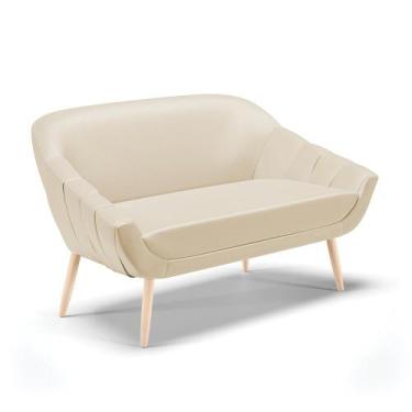 Imagem de Namoradeira 02 Lugares Giovana material sintético Bege Pés Palito Natu