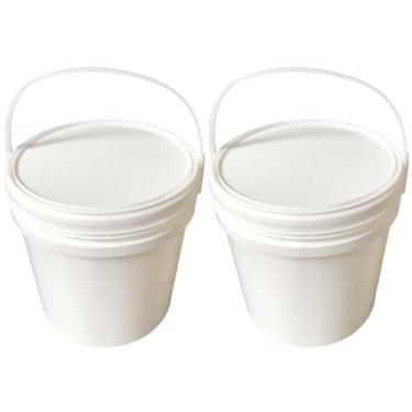 Imagem de Balde Redondo Branco com Tampa Lacre | Alça Plástica Reforçada | Armazenamento Profissional de Alimentos, Cremes, Pastas e Líquidos | Plástico Resistente e Seguro - KIT 02 PEÇAS