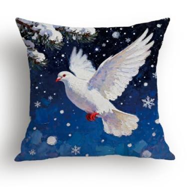 Imagem de Vibes aconchegantes de inverno, capas de almofada quentes de inverno, pomba branca em voo, decoração de sofá-cama, capas de almofada para decoração de casa de Natal 45 x 45 cm