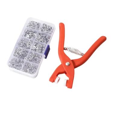Imagem de Conjunto de 50 peças com alicate de pressão manual, botões vermelhos para artesanato, roupas, chapéus e bolsas