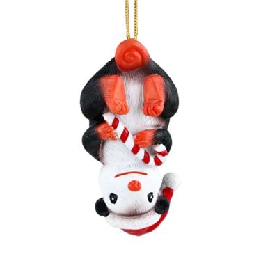 Imagem de Enfeite de gambá com chapéu de Papai Noel e bengala doce - Enfeite de Natal de resina 3D para decoração de Natal de árvore 2025 Melhor presente de Natal para mulheres, homens, crianças, família