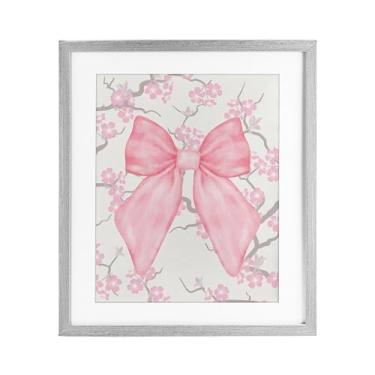 Imagem de Stupell Industries Impressão emoldurada de flor de cerejeira e fita branca sob vidro, design por Jesse Keith, 53 x 43 cm