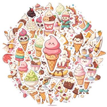 Imagem de Adesivos DIY de sorvete, sobremesa, 35 peças, brinquedo, alegre, para celular, guitarra, notebook, mala, laptop, bagagem, scrapbook, diário, adesivo