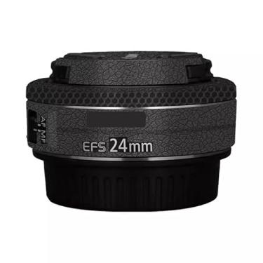Imagem de EFS 24 2.8 Adesivo de lente de câmera para Canon EF-S 24 mm F2.8 Película protetora de vinil decalque skin (couro preto)