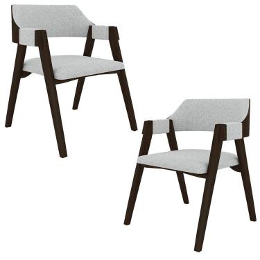 Imagem de Kit 2 Cadeiras Sala De Jantar E Jogos Carteados Madeira Maciça Poker Linho Cinza-capuccino G42 - Gran Belo