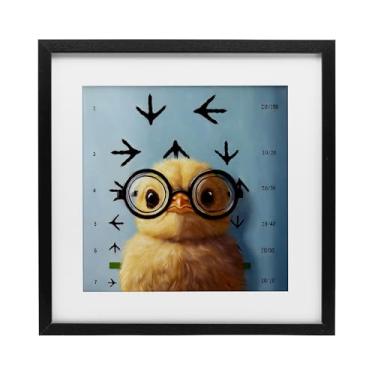Imagem de Stupell Industries Impressão emoldurada Four Eyes Chick Vision preta sob vidro, design de Lucia Heffernan, 13 x 13