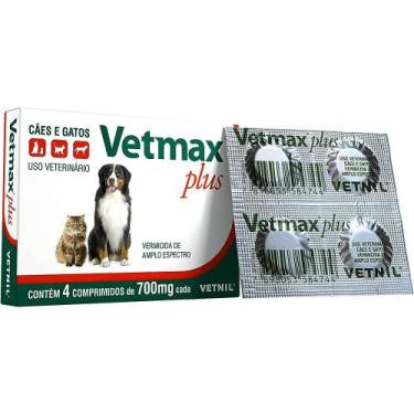 Imagem de Vetmax Plus Vermifugo Para Cães 10kg 4 Comprimidos Vetnil