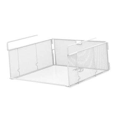 Imagem de Ｂｅｓｇａ Cesto de arame para prateleira, organizador de armazenamento em metal, versátil, prático e, ideal para armários e quartos de estudantes, Branco