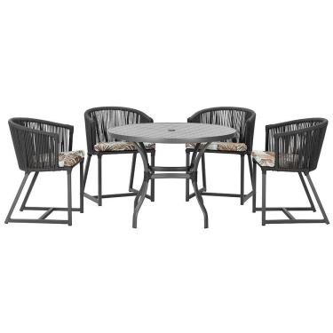 Imagem de Mesa Com 4 Cadeiras E Noronha Estofado 6 Trama Original Preto