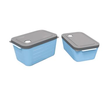 Imagem de 2 Potes em Plástico com Válvula para Micro-ondas 600ml e 1L