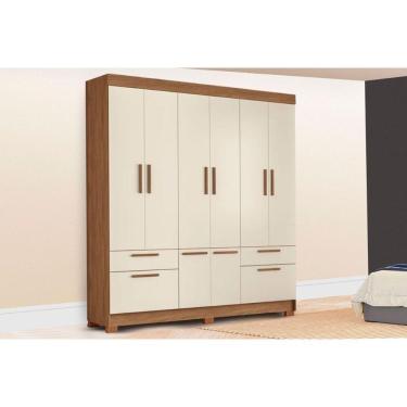 Imagem de Guarda Roupa Casal 8 Portas E 4 Gavetas C/ Pés Curitiba 8.4 Jatoba/areia - Santos Andirá
