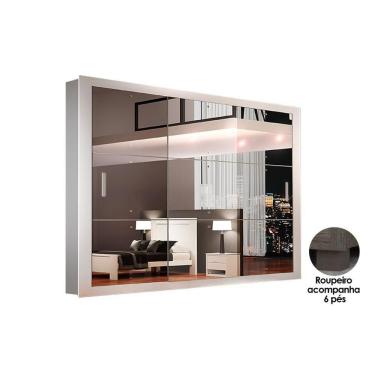 Imagem de Guarda Roupas 3 Portas De Correr E 4 Gavetas C- Espelho E Pés Veneza Gold Branco - Rufato