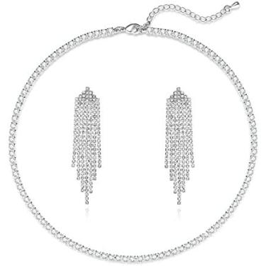 Imagem de LINEAR LUX Colar de tênis feminino banhado a ouro 14 K, gargantilha de strass, zircônia delicada, corrente de diamante sintético, ajustável, hipoalergênica, zircônia cúbica, joia elegante, 14 inches +