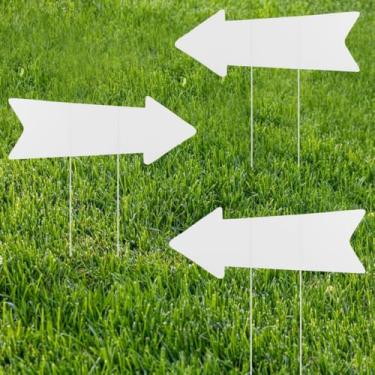 Imagem de Chewtoyo 3 pacotes de placas de seta direcional de casamento, placas de flecha dupla face para festas de aniversário com estacas, placas de seta branca