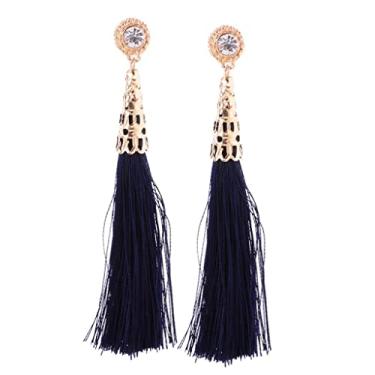 Imagem de barenx Brincos femininos de cristal, vintage, longo, franja, franja, boho, liso