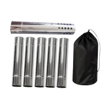 Imagem de oshhni Conjunto de 6 tubos de chaminé com 2,36 polegadas de diâmetro e design canelado para extração de fumaça, ideais para lareiras e fogões a lenha em
