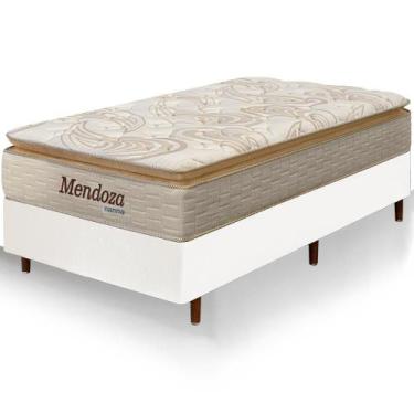 Imagem de Cama Box Solteiro King Branca Colchão Mendoza Molas Ensacadas Pillow T