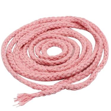 Imagem de Verkelly Cordão de macramê de algodão natural de 5 mm x 90 m - Corda trançada de artesanato de 8 fios para projetos DIY, tapeçarias de parede, cabides de plantas e decoração de casa (rosa)